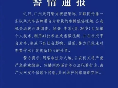 网警重拳出击，AI生成虚假低俗视频案告破